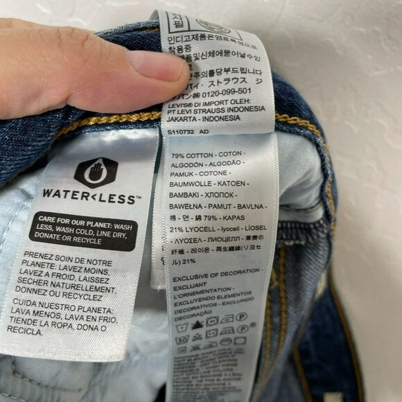 Levis Blue Medium Wash Ribcage Denim High Waisted Button Fly Shorts - Picture 6 of 9